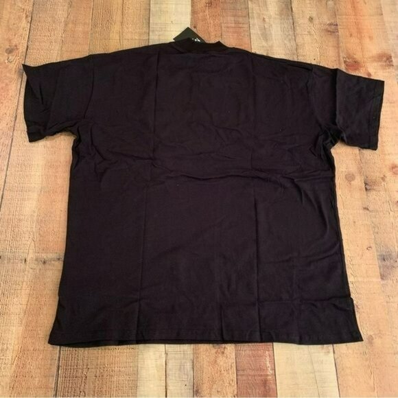 Boohoo man oversized extended neck racing print t-shirt in black -L - Picture 7 of 9